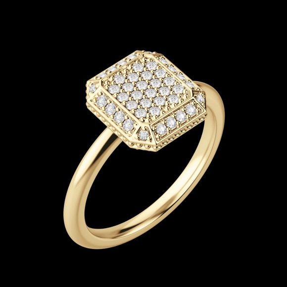 Asscher Pavé Ring - Picture 5 of 9